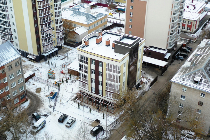 Ход строительства ЖК на ул. Пограничный Тупик, 20. Аэрофотосъемка