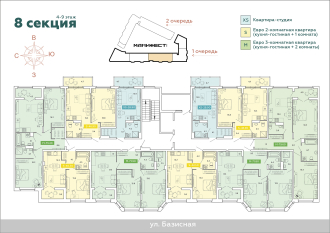 Планировки ЖК «Манифест» (8 секция / 4-9 этажи)