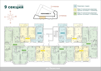 Планировки ЖК «Манифест» (9 секция / 2-3 этажи)